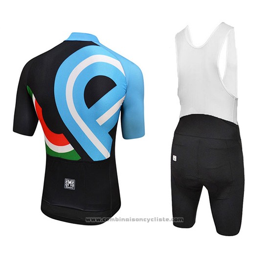 2018 Maillot Cyclisme Bici Amore Mio Noir et Bleu Manches Courtes et Cuissard